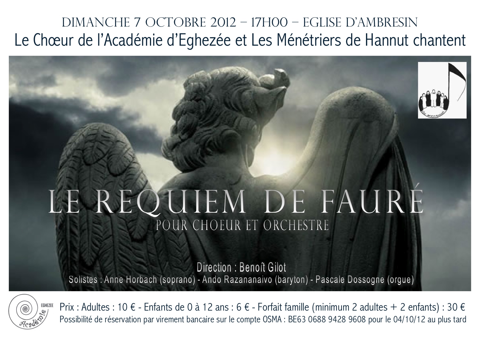 2012-10-07 - Affiche du concert du Requiem Fauré à l'Église Saint-Martin d'Ambresin